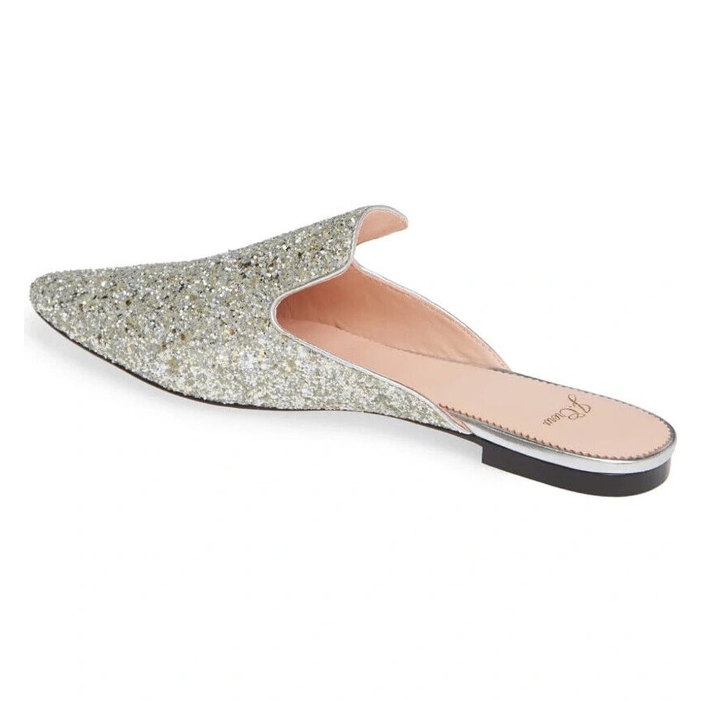 J. Crew Pointy Toe Mule In Silver Glitter Sparkle Slides Women's Size 10 K0036 - Picture 14 of 14